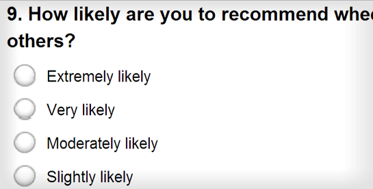 Screen shot of Survey Monkey survey template