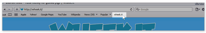 screen shot of browser toolbar with wheek.it bookmarklet